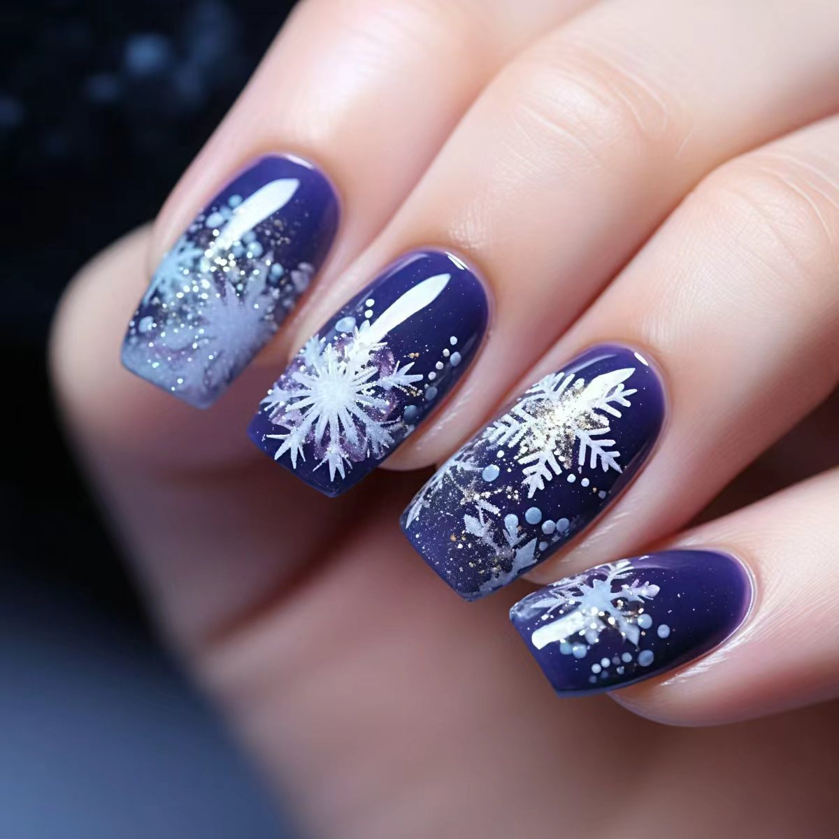 Kunstnägel mit Schimmerndem Winterdesign Brehn