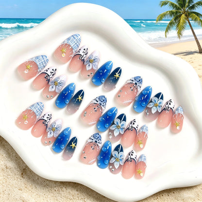 Künstlerisches florales Press-On-Nagelset Brehn