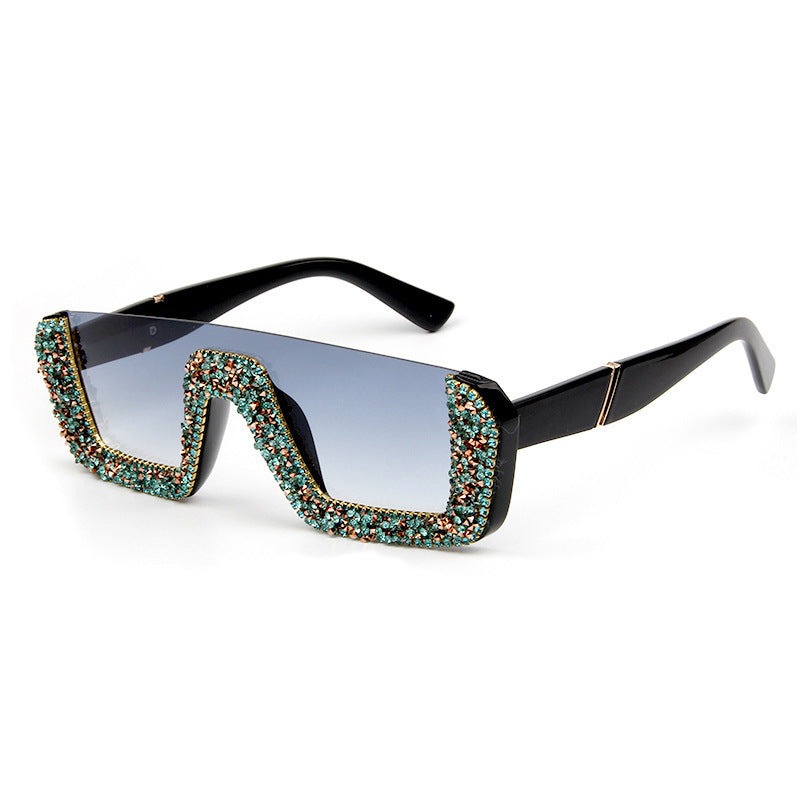 Damen elegante Glitzer-Sonnenbrille mit markantem Rahmen Brehn
