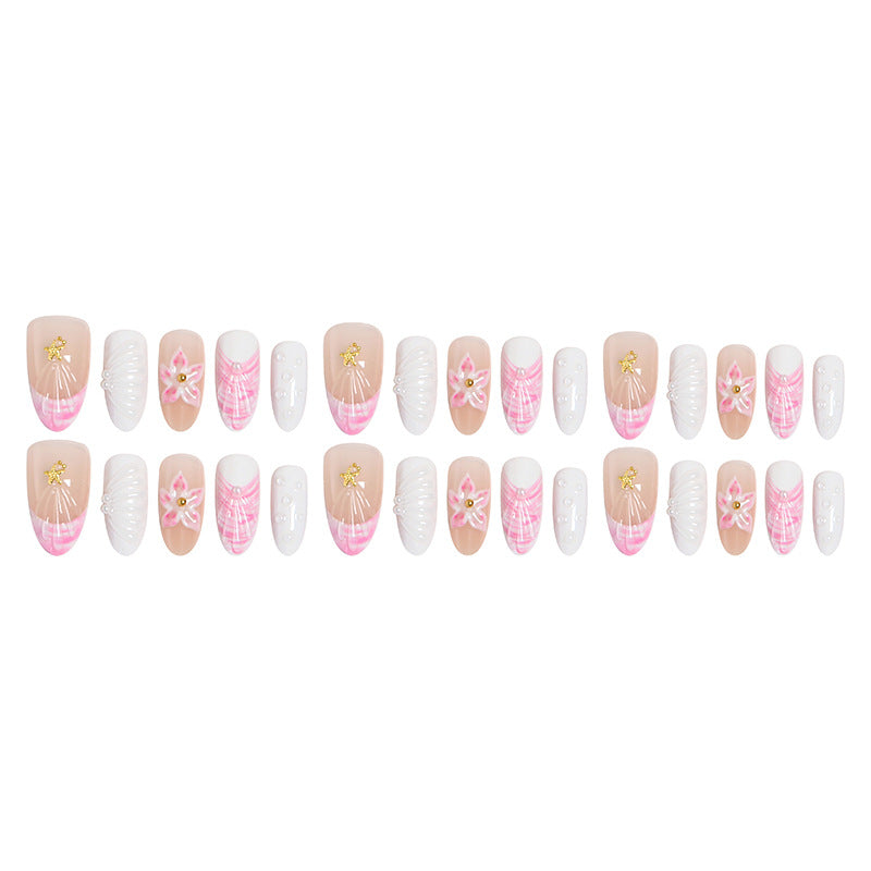Kunstnagel-Set mit floralen und glamourösen Akzenten Brehn
