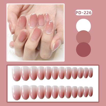 Glänzendes French Tip Press-On Nails Set Brehn