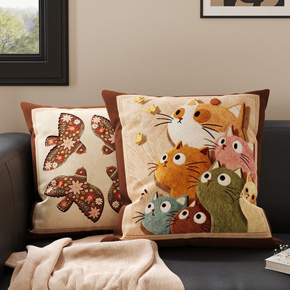 Decorative Tufted Velvet Throw Pillow Cover with Raised Floral Appliqué