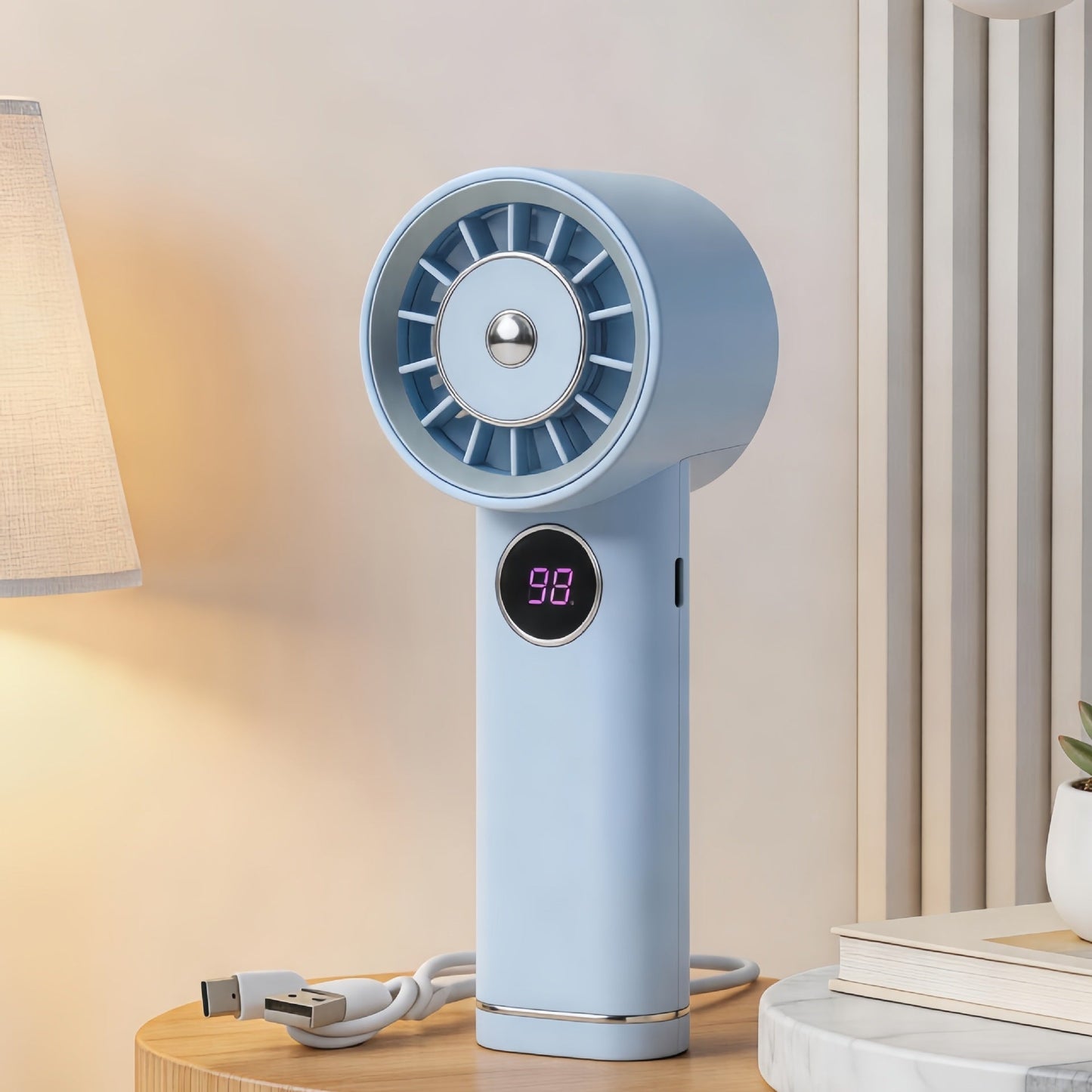 Frauen Tragbarer Mini Ventilator mit Digitalanzeige Brehn