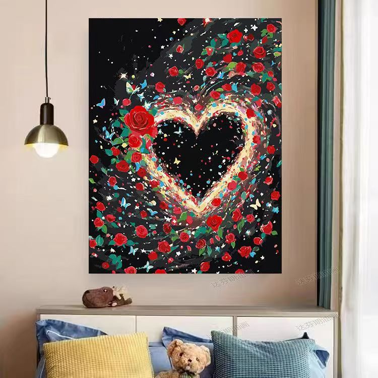 Herz- und Blumenwirbel Leinwandkunstwerk Brehn