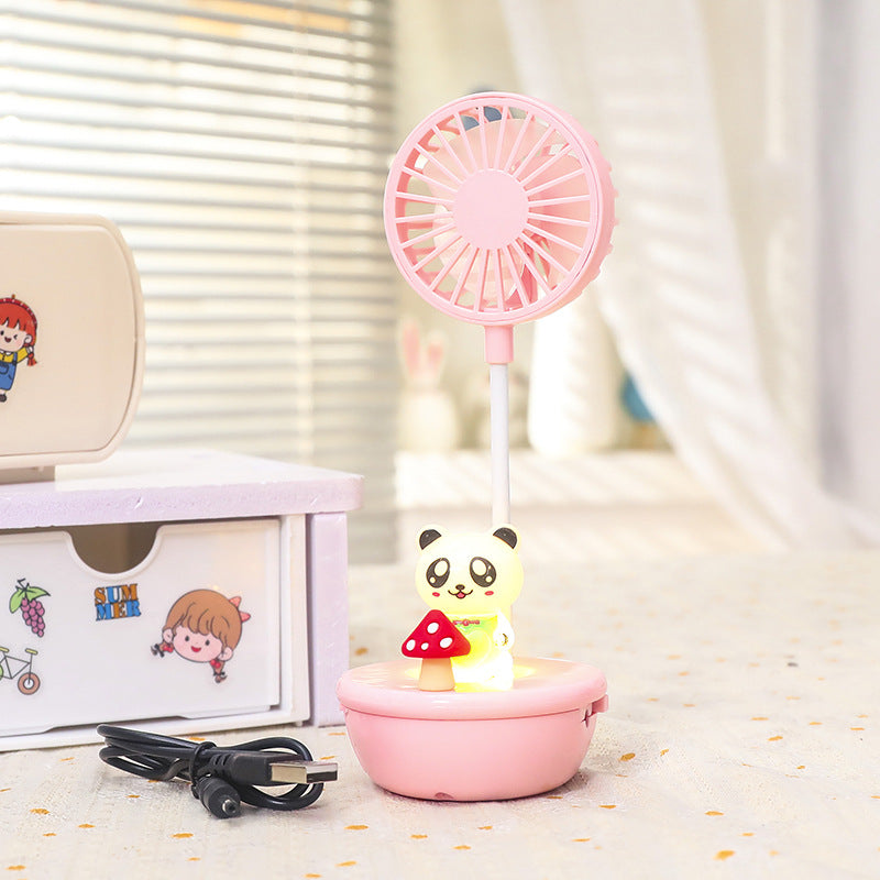 Damen Tragbarer USB Ventilator mit integrierter LED-Lampe und niedlichem Panda-Design Brehn