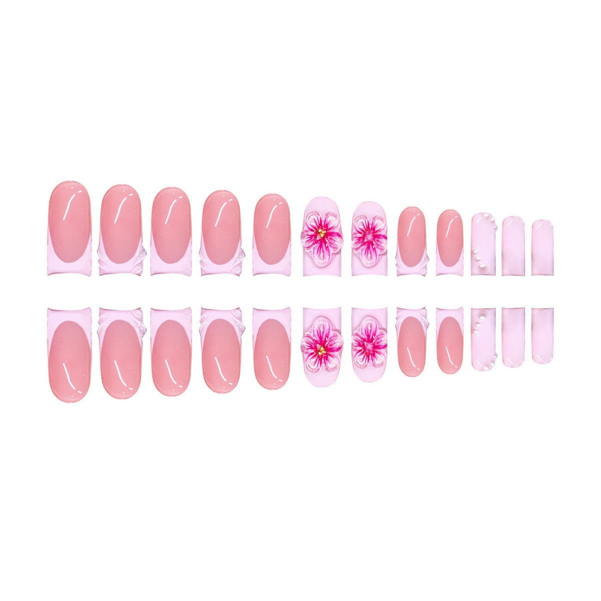 Premium 3D Floral Press-On Nagelkunst Brehn