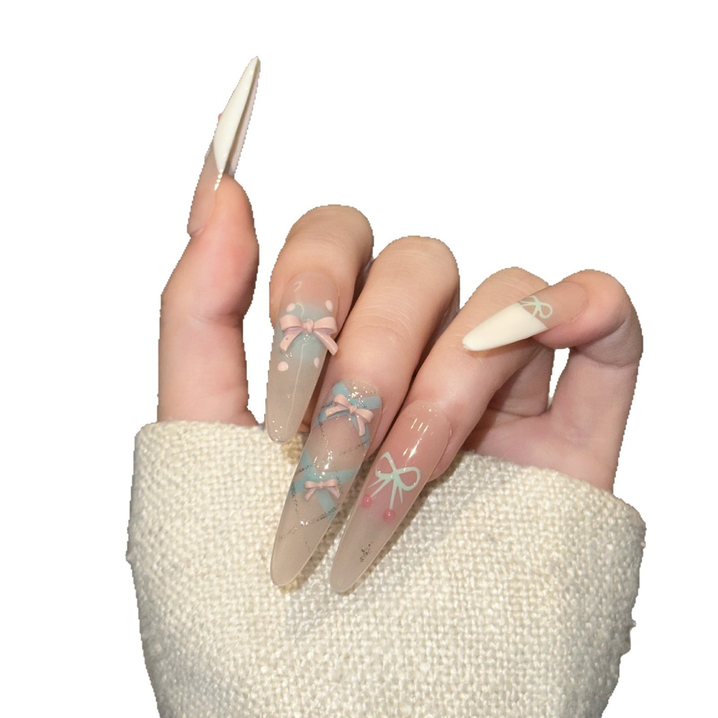 Ausführliches dekoratives Press-On-Nagelkunst-Set Brehn