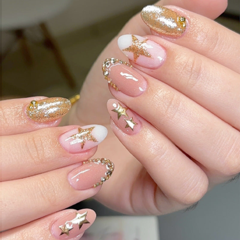 Glamouröse Press-On Nagelkunst Set mit Strassakzenten Brehn
