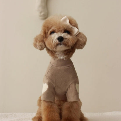 Pet Mock-Neck Rippstrickpullover mit Herz El Patches