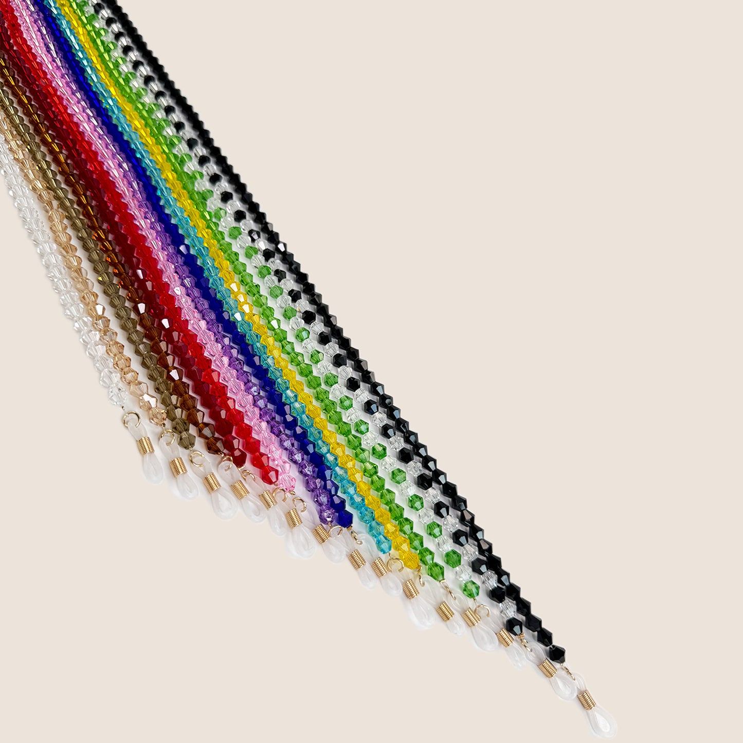 Perlenbrille Kette mit klaren Spitzen Brehn