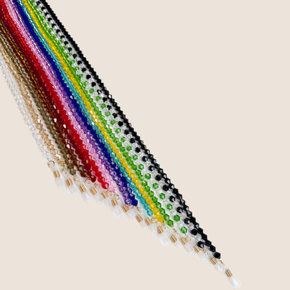 Perlenbrille Kette mit klaren Spitzen Brehn