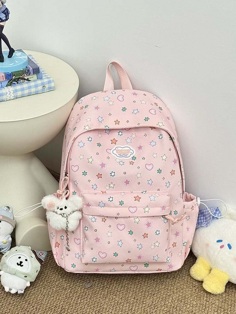 Niedlicher Rucksack mit Stern- und Herzmuster