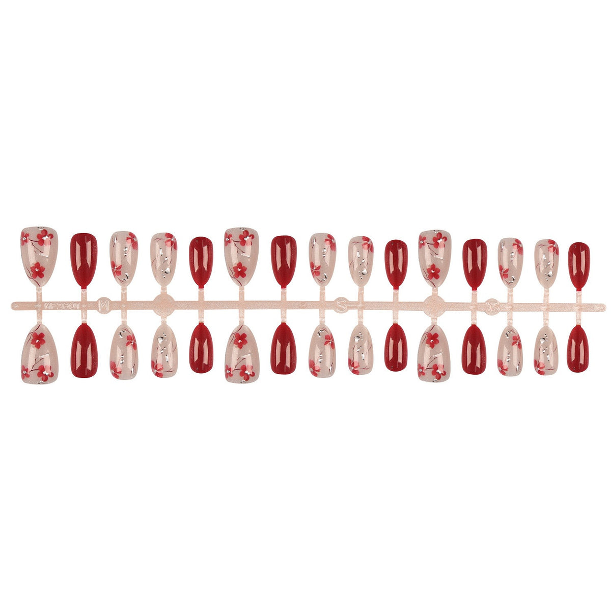 Floral Accent Press-On Nail Tips Set