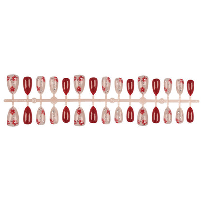 Floral Accent Press-On Nail Tips Set