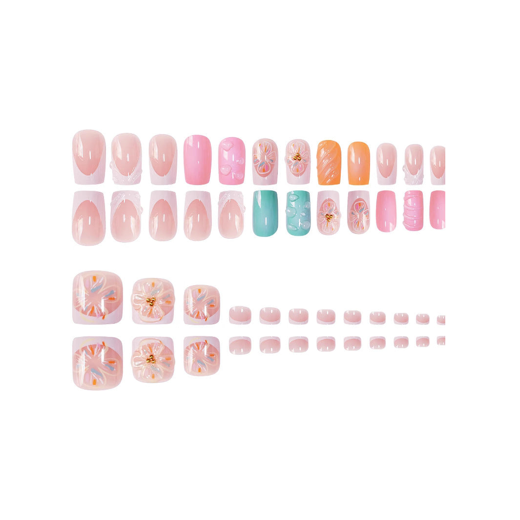 3D Floral Decorative Press-On Nails Set Brehn