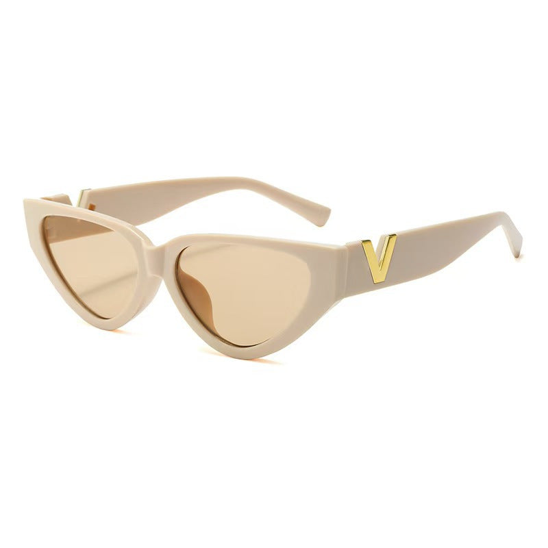 Damen Cat-Eye Sonnenbrille mit goldenen Akzenten Brehn