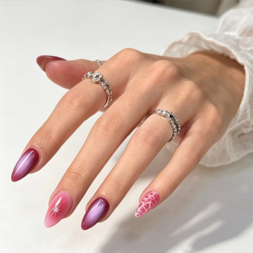 Kunstnägel mit Elegantem Ombre-Design und Kreativen Akzenten Brehn