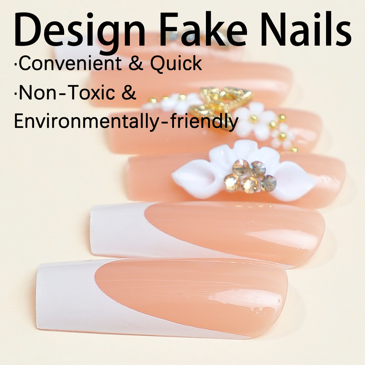 Kunstnagelset mit stilvollen Blüten- und Glitzerakzenten Brehn
