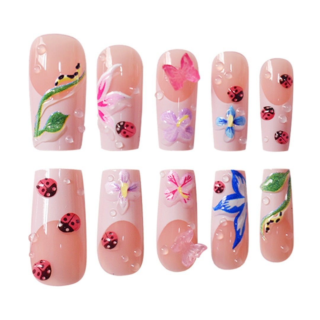 Floral Raised 3D Press-On Nail Set Brehn