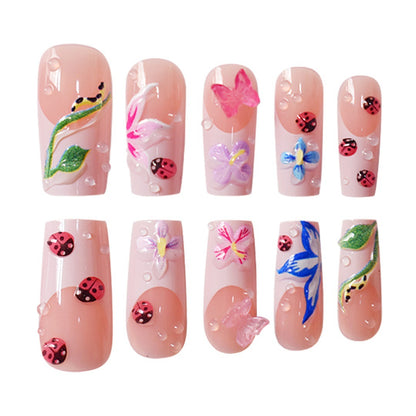 Floral Raised 3D Press-On Nail Set Brehn