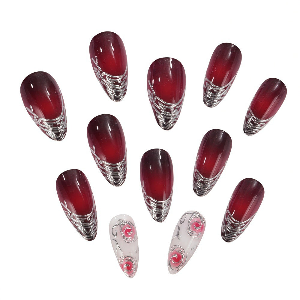 Kunstnägel Set mit eleganten Ombre- und Rosenmotiven Brehn