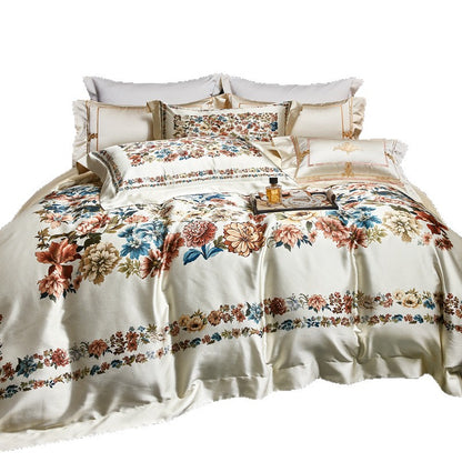 Luxuriöses florales Satin-Jacquard Bettbezug-Set