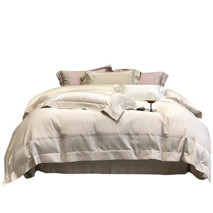 Seidene Mikrosatin-Jacquard Bettbezug-Set mit Hemstitched Rand und Eckenbändern