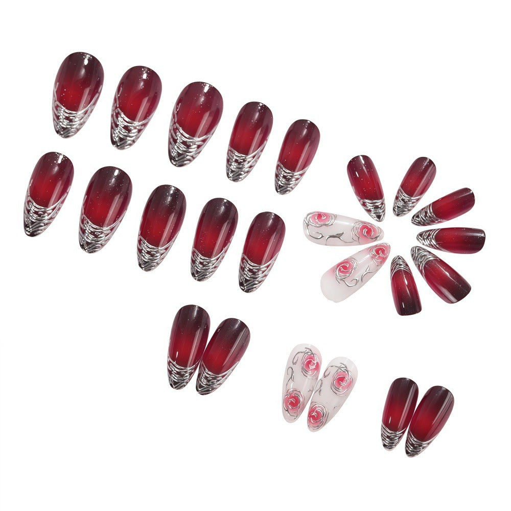 Kunstnägel Set mit eleganten Ombre- und Rosenmotiven Brehn