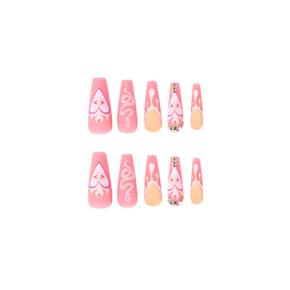 Kunstvolle Nagelverlängerungen mit schlangen- und blumenverzierung Brehn