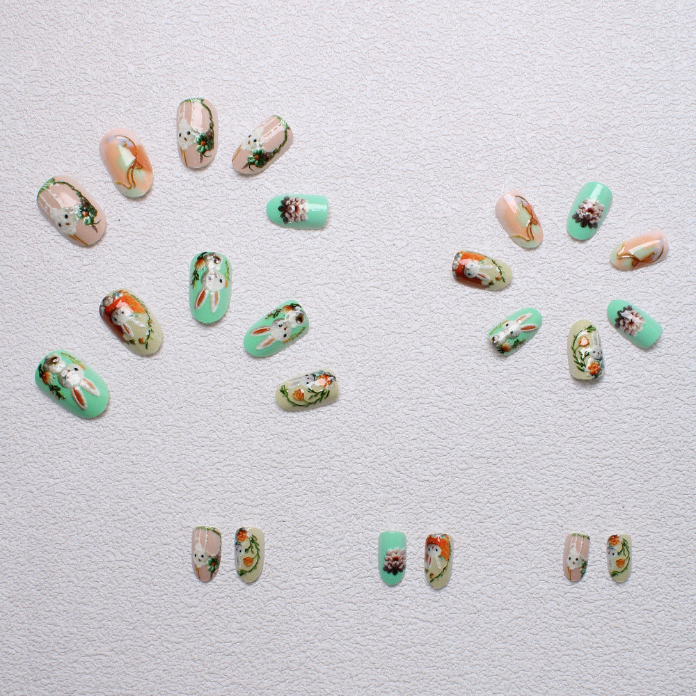 Verspielt Hasen-Themen 3D Press-On Nagelkunst Brehn