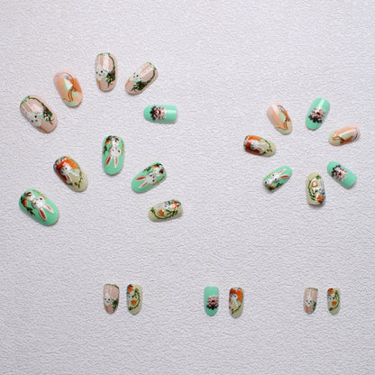 Verspielt Hasen-Themen 3D Press-On Nagelkunst Brehn