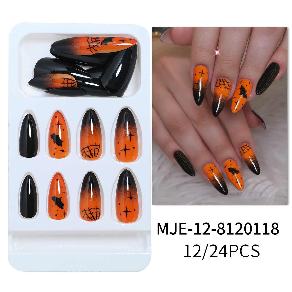 Künstlerisches Abstract Press-On Nagelset Brehn