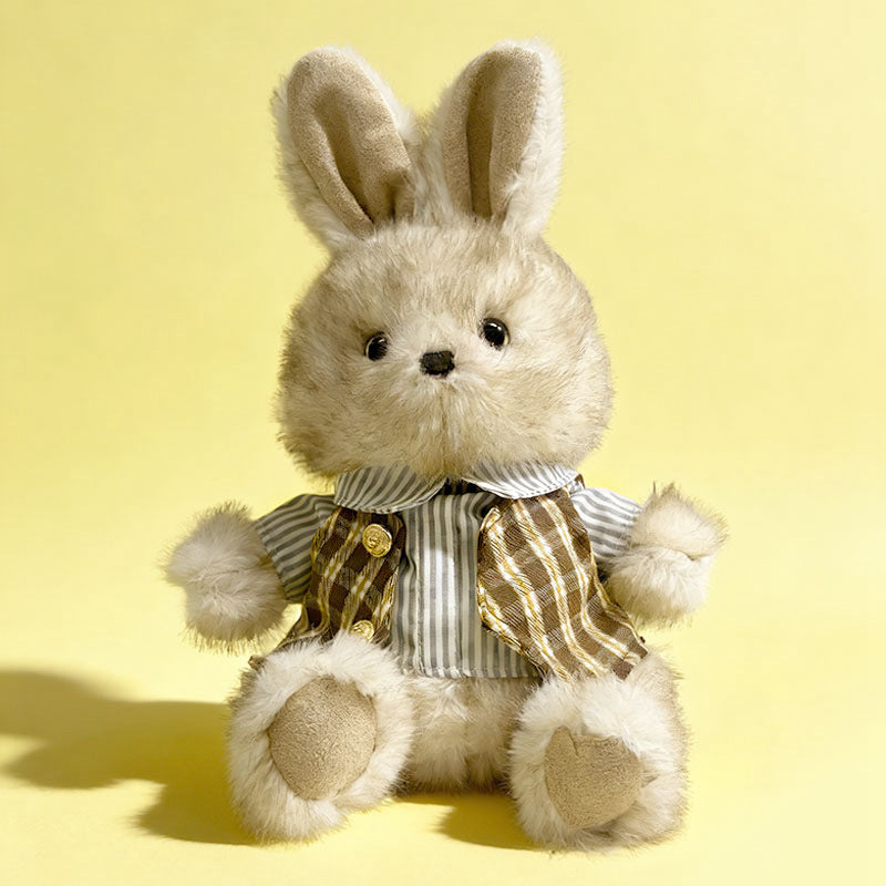 Plüsch Sitzender Hase Comforter Spielzeug mit Ultra-Weichem Kunstfell, Besticktem Gesicht und Strickschal Brehn