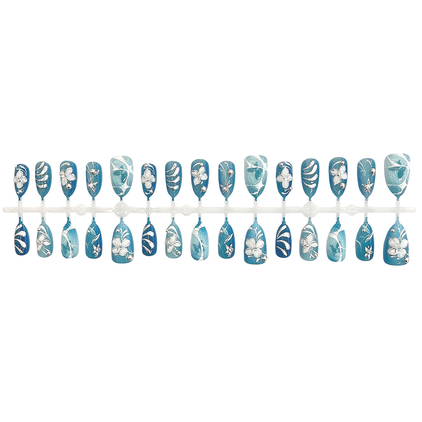 Künstlerisches floral gemustertes Press-On-Nagelset Brehn