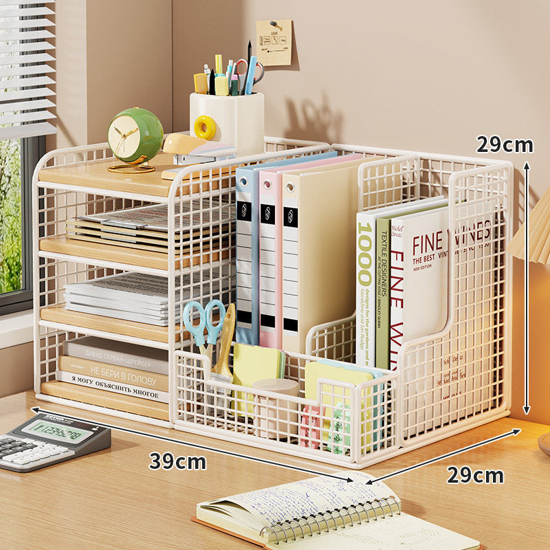 Mesh Desktop Datei- und Schreibwaren-Organizer mit Bambusregalen