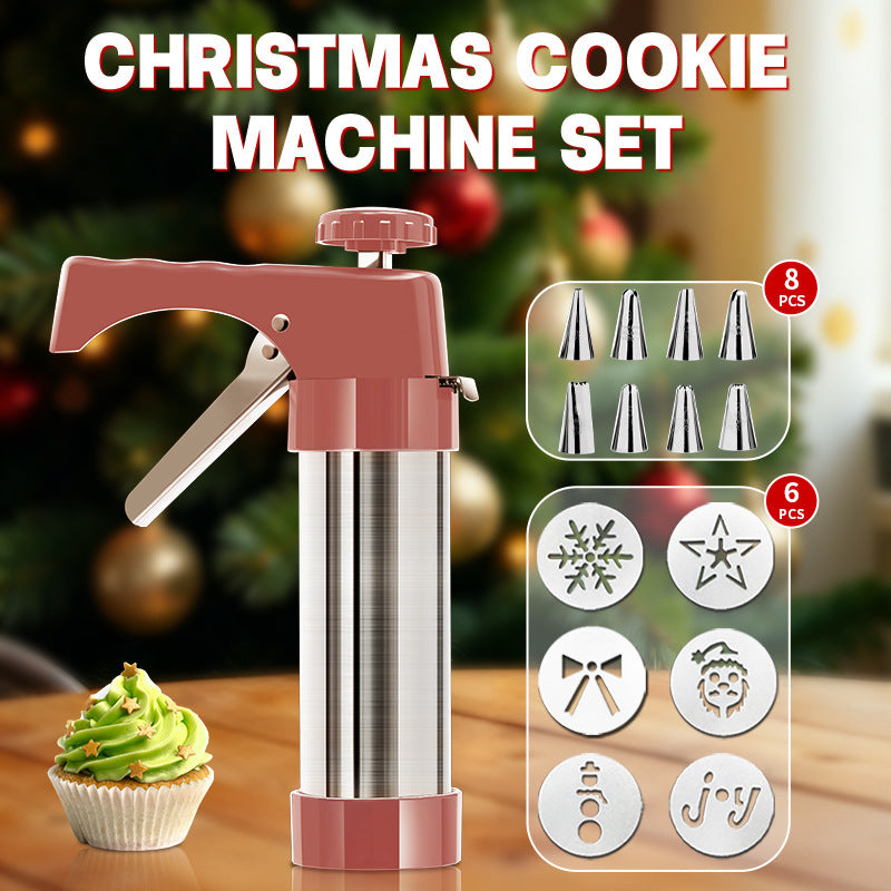 Cookie Press and Decorating Gun with Eight Stainless Nozzles and Six Embossed Discs