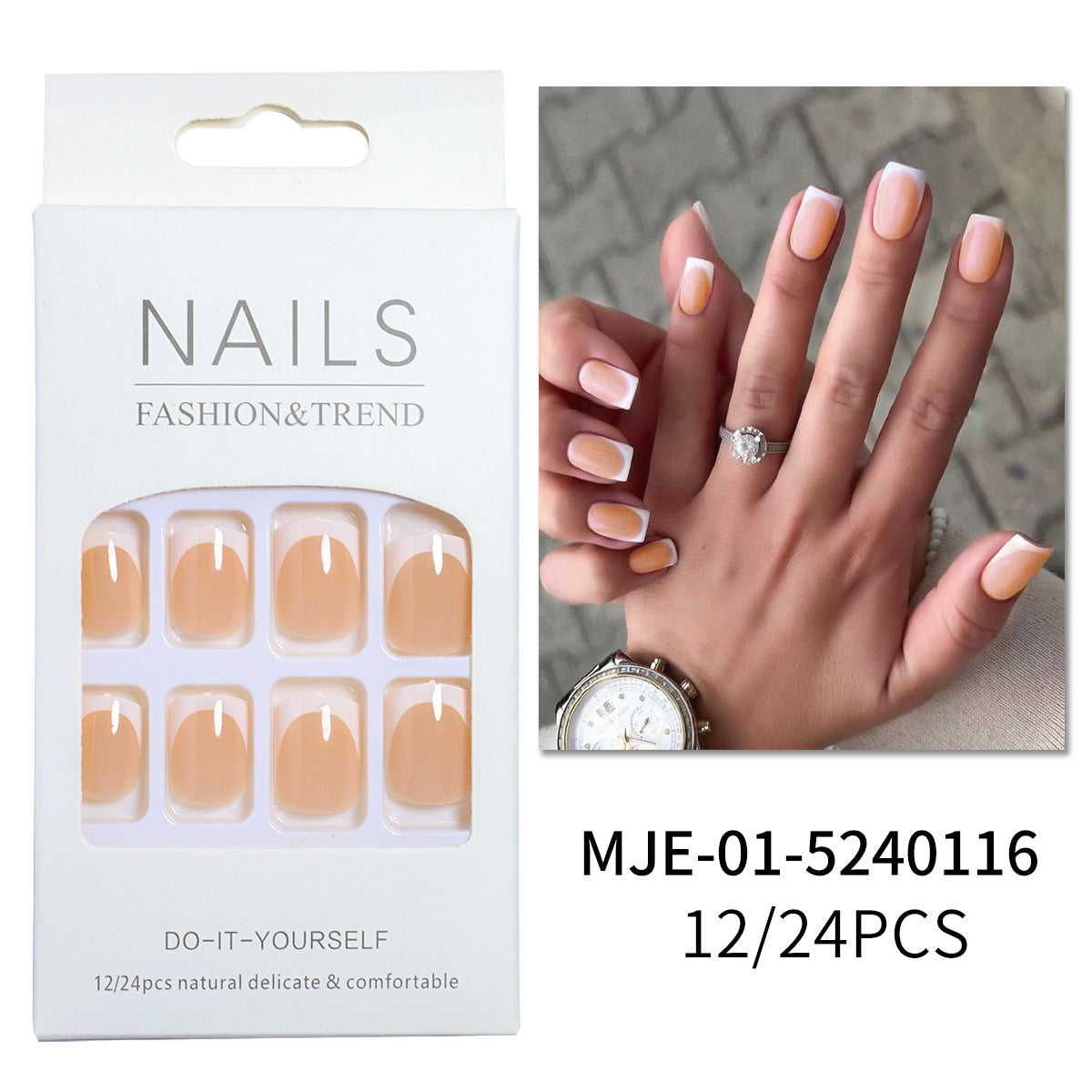 Elegantes französisches Tipp-Press-On-Nagelset Brehn 1787225130