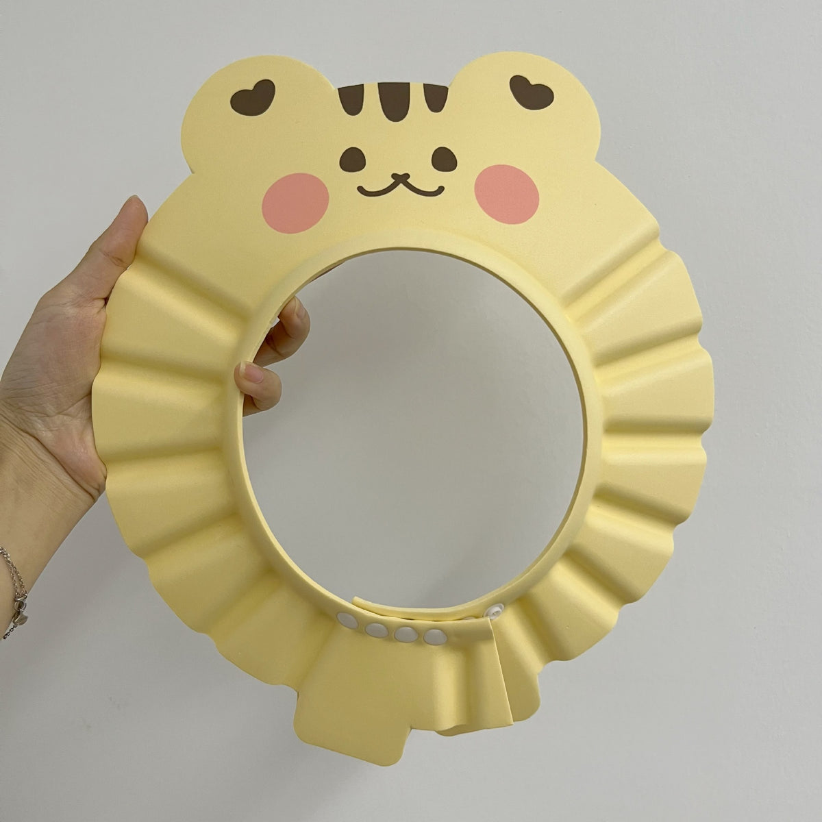 Baby-Bad Duschvisier mit verstellbarem Druckknopf und süßem Tier-Rüschendesign