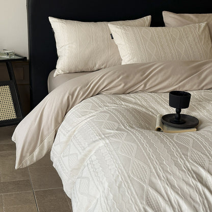 Jacquard Floral Bettbezugset mit wendbarem Satingewebe Rücken