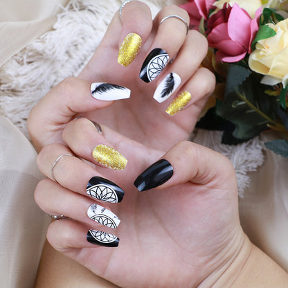 Künstlerisches Grafik Press-On Nagelset Brehn