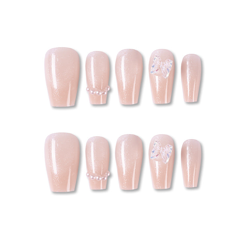 Schmetterling-verziertes glänzendes Press-On-Nagelset Brehn