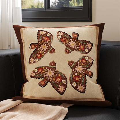 Decorative Tufted Velvet Throw Pillow Cover with Raised Floral Appliqué
