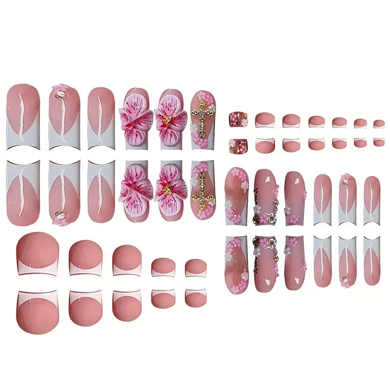 3D Floral Decorative Press-On Nails Set Brehn