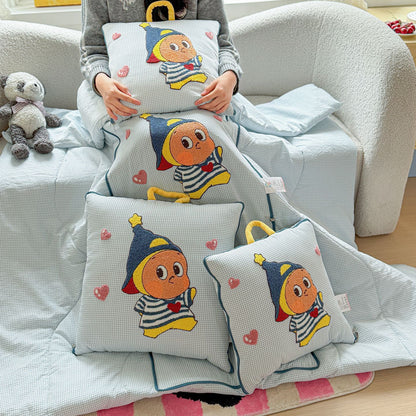 Kinder gestickte gesteppte Cartoon Bettwäsche Set mit Tragegriff Kissen