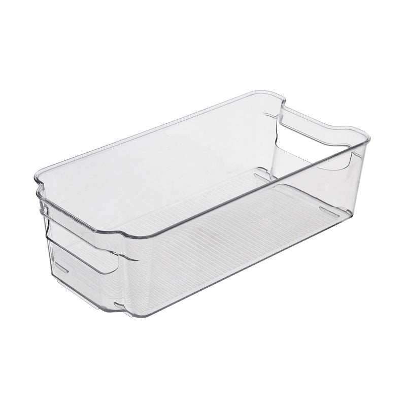 Transparente, flache Aufbewahrungsbox mit Griffen und rutschgeriffeltem Boden