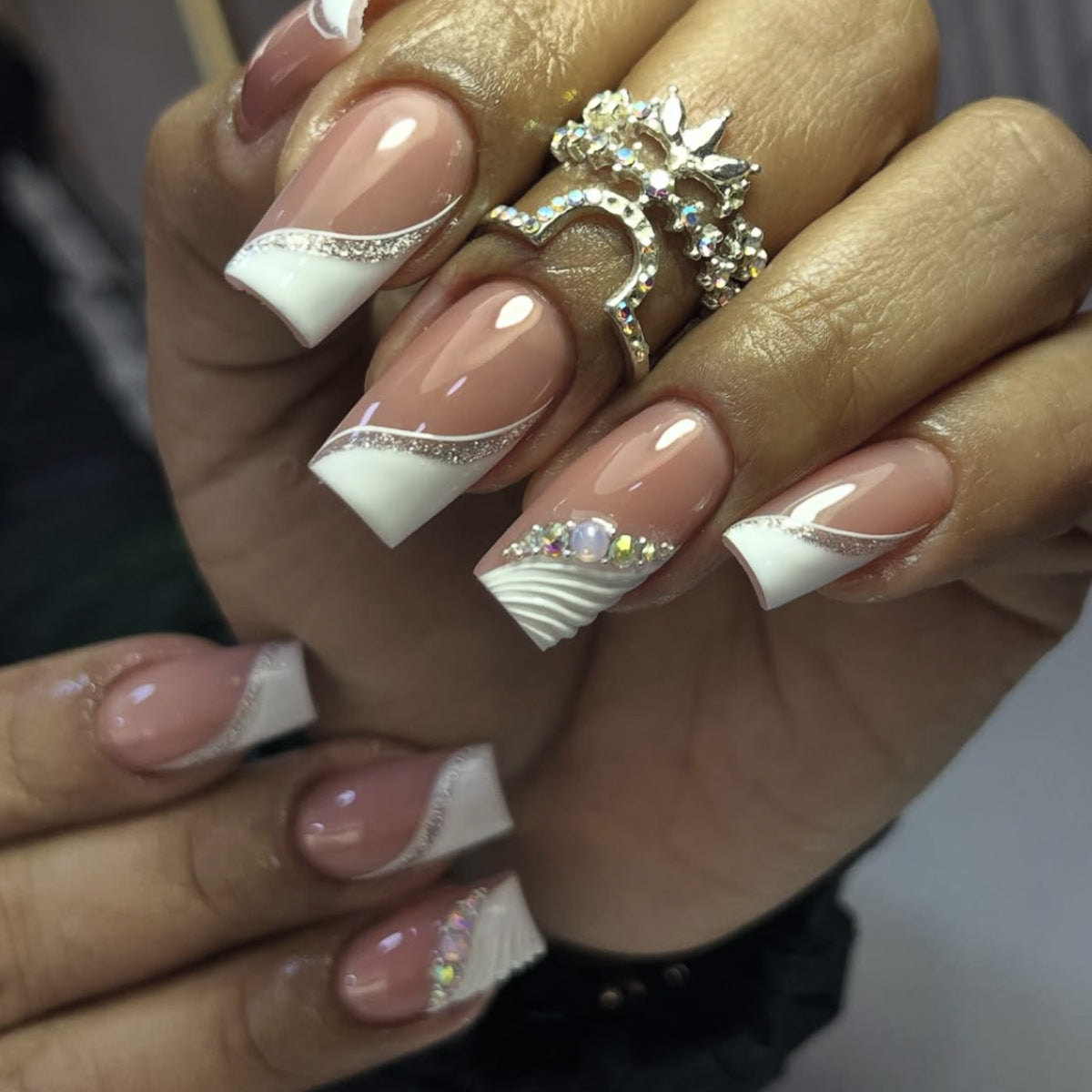Elegante französische Spitze Acryl-Nagelverstärkungen Brehn