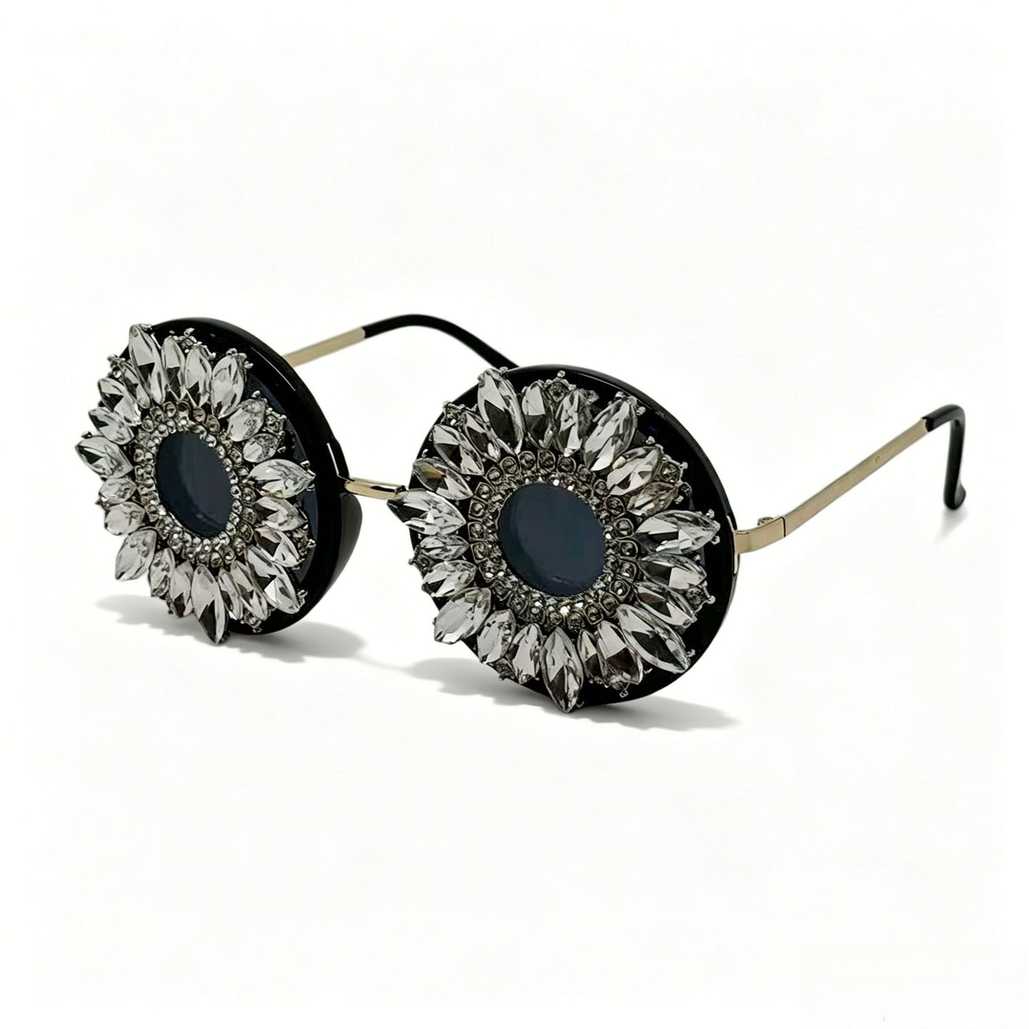 Damen Glamouröse Sonnenbrille mit floralem Kristallrahmen Brehn