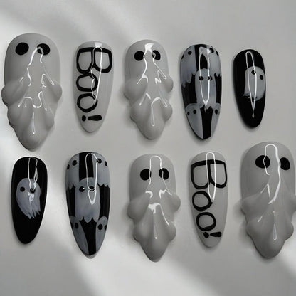 Halloween Kunstnagelset mit gruseligen Motiven und gleitendem Design Brehn