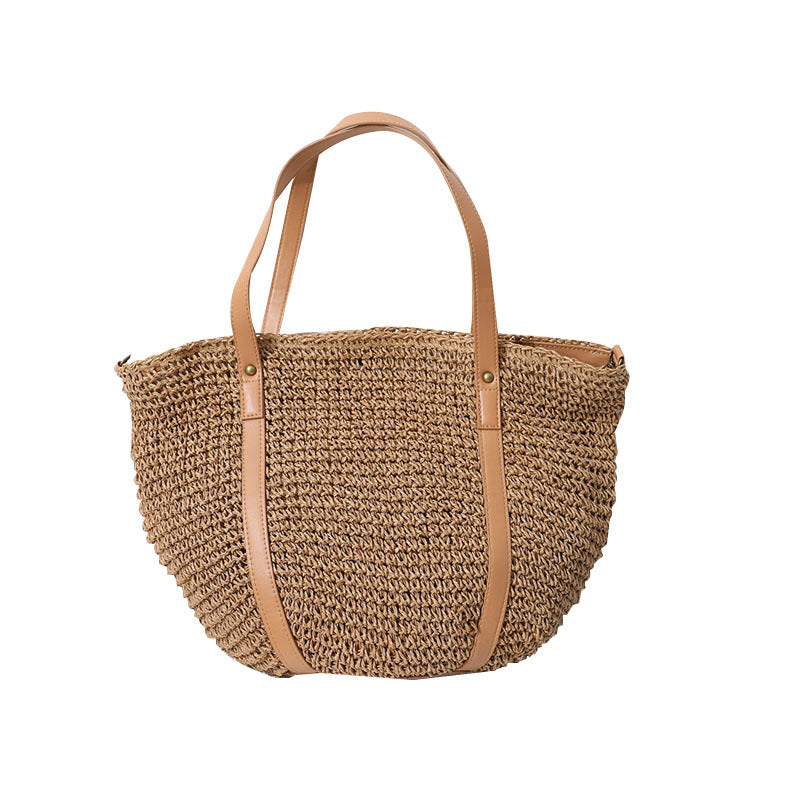 Damen Handtasche aus handgefertigtem Naturmaterial mit eleganten Lederakzenten Brehn