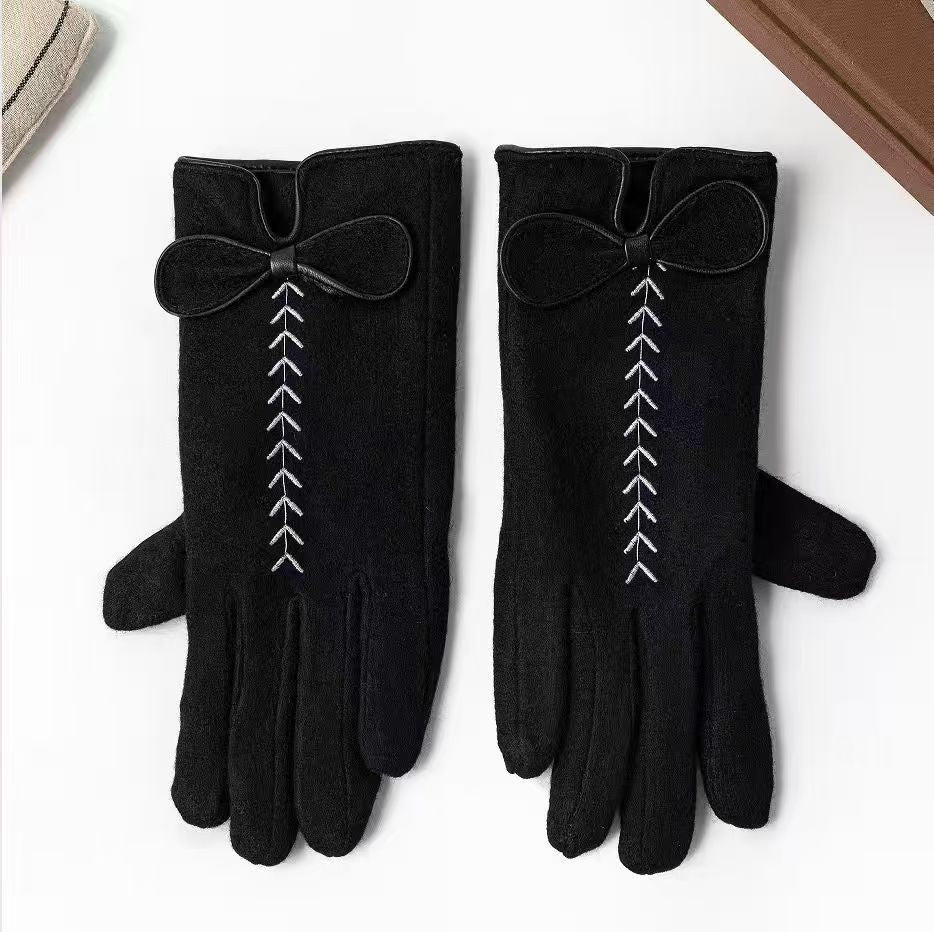 Elegante Bow-verzierte Touchscreen-Handschuhe Brehn